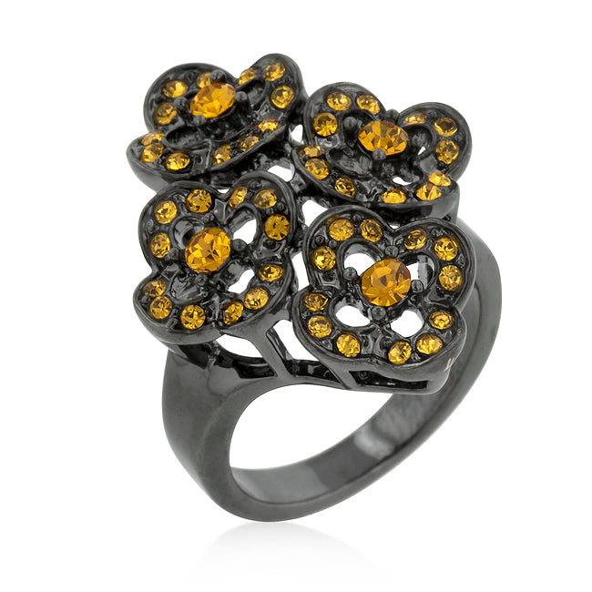 Black Mystique Floral Ring