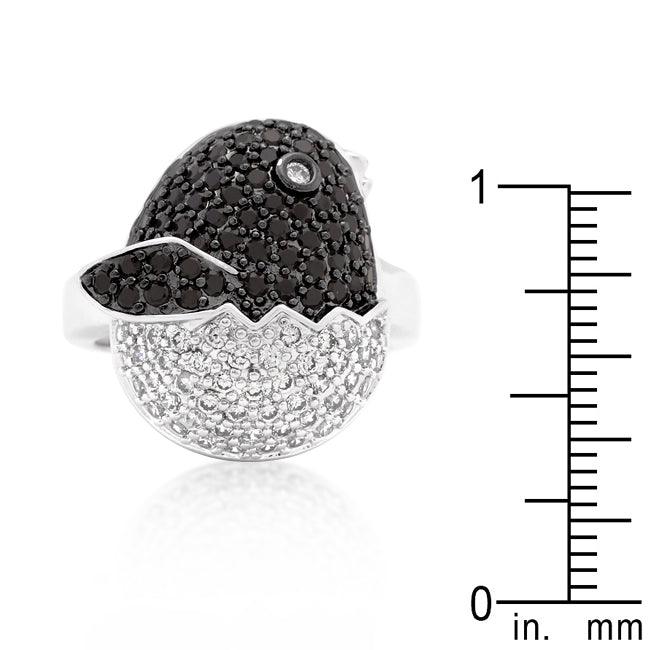 Baby Chick Ring | Black | Silver