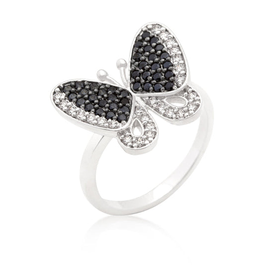 Black and White Butterfly Ring