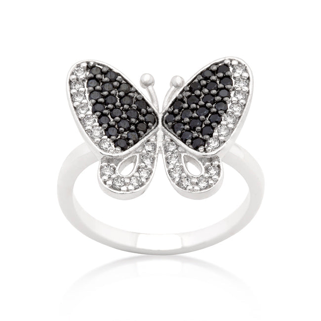 Black and White Butterfly Ring