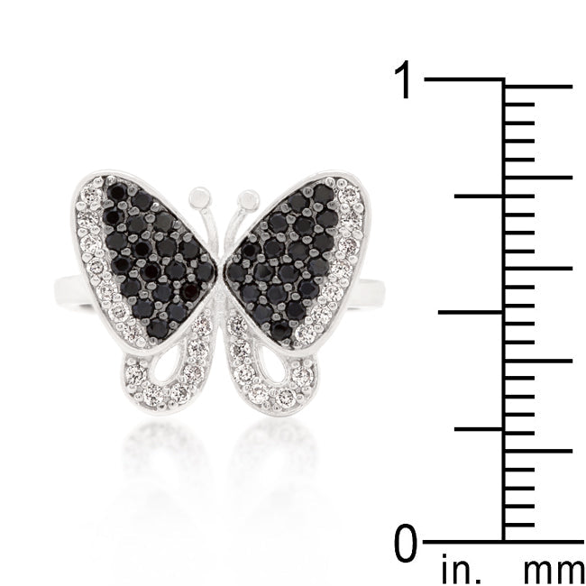 Black and White Butterfly Ring