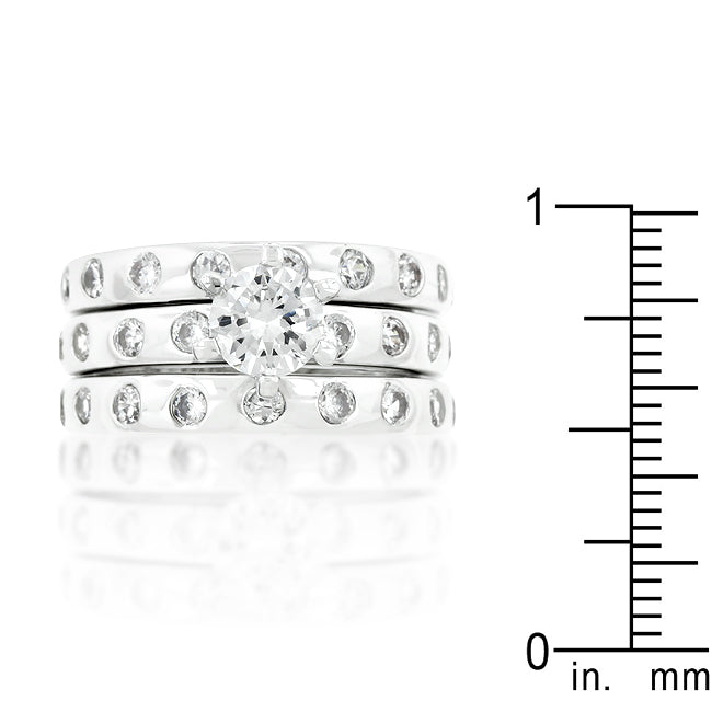 Bezel Engagement Ring Set | Silver