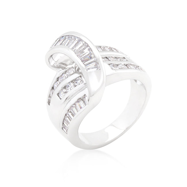 Kinsley Channel Set Overlap Ring | Silver