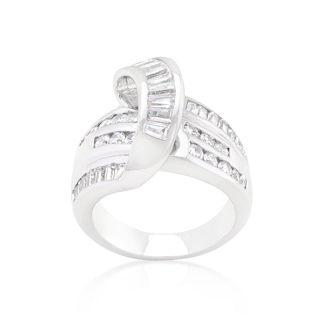 Kinsley Channel Set Overlap Ring | Silver