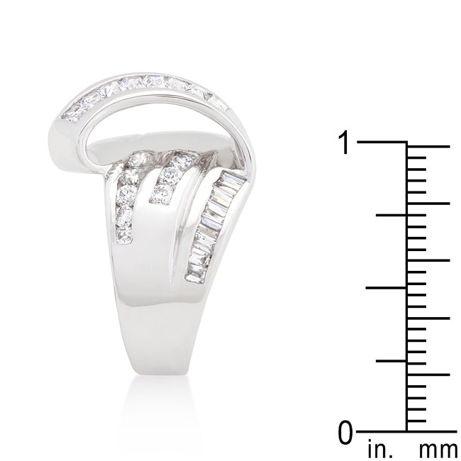 Kinsley Channel Set Overlap Ring | Silver