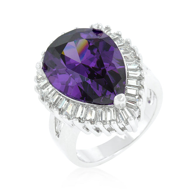 Purple Oval Cocktail Ring | Silver