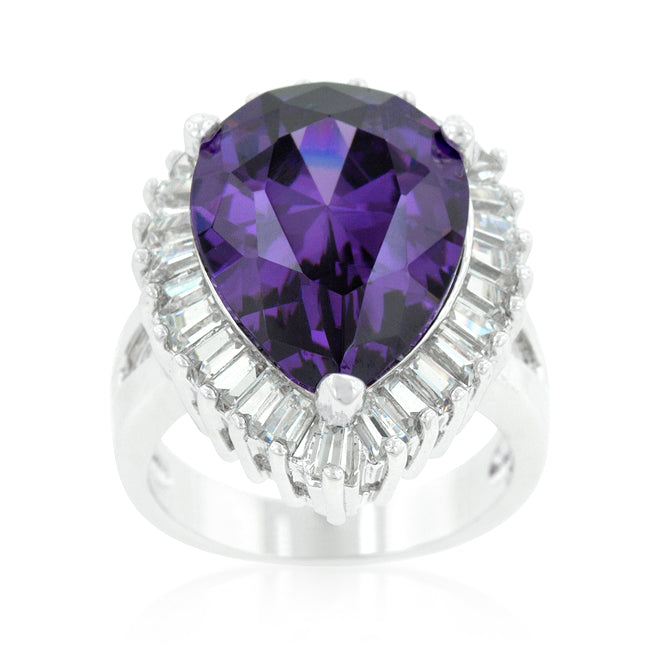 Purple Oval Cocktail Ring | Silver