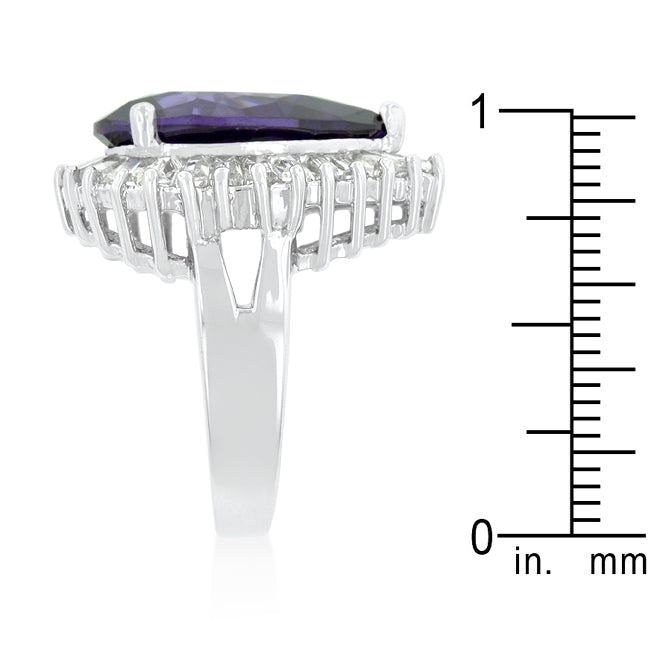 Purple Oval Cocktail Ring | Silver