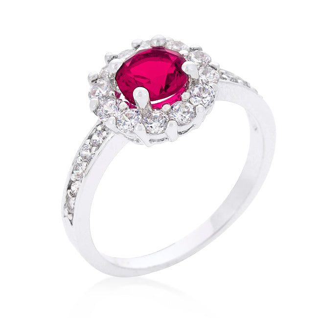 Bella Birthstone Ring | Fuschia |Silver