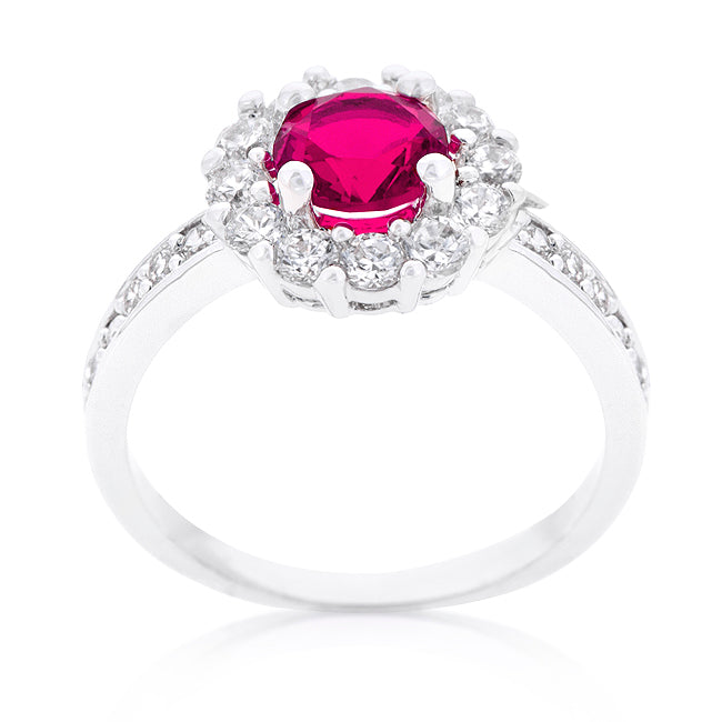 Bella Birthstone Ring | Fuschia |Silver