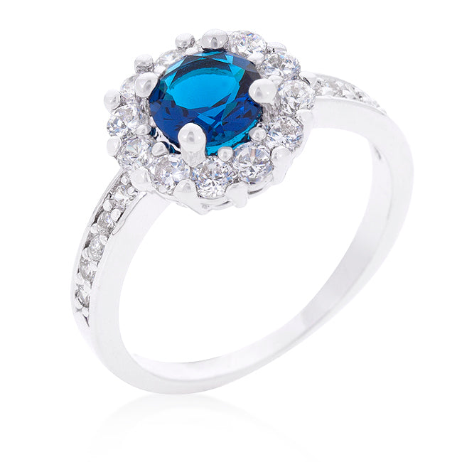 Sapphire Blue Halo Engagement Ring