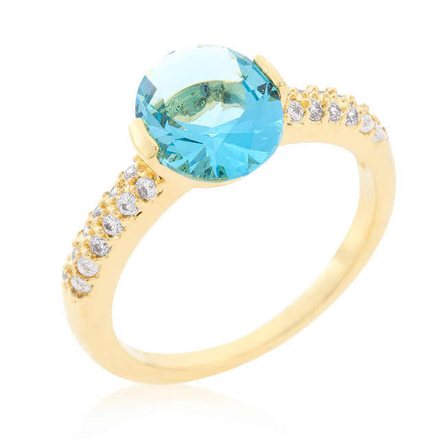 Aqua Oval Engagement Ring | Gold