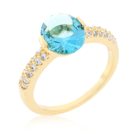 Aqua Oval Engagement Ring | Gold