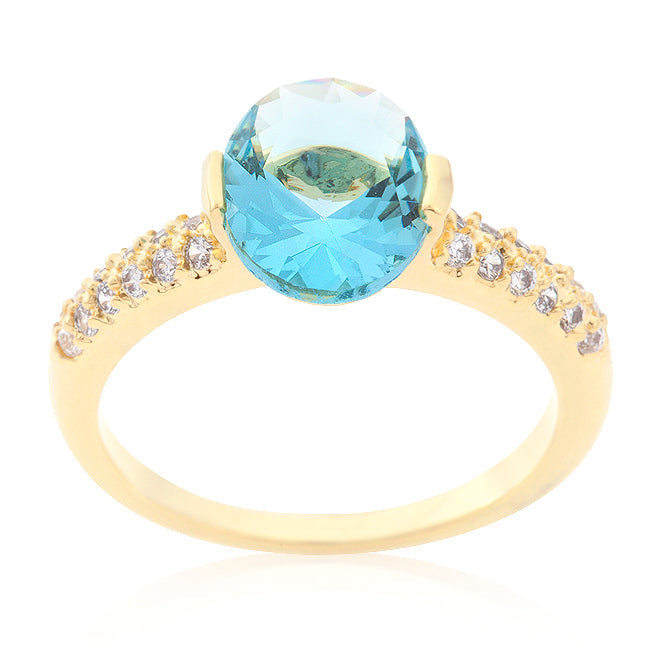 Aqua Oval Engagement Ring | Gold