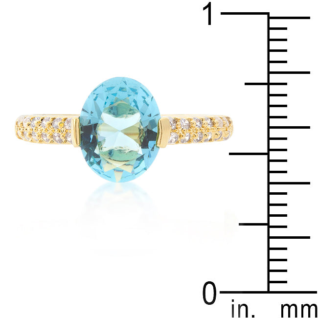 Aqua Oval Engagement Ring | Gold