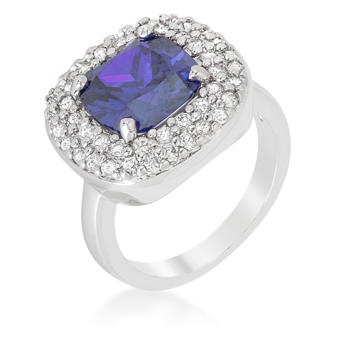 Micropave Lavender Purple Bridal Cocktail Ring