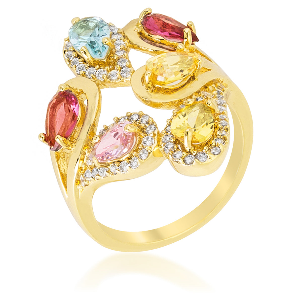 Multi-Color Cocktail Ring | Gold