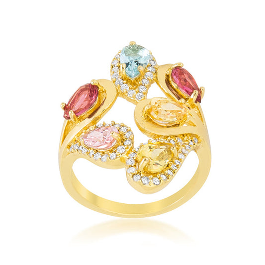 Multi-Color Cocktail Ring | Gold