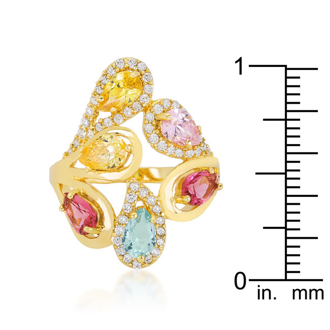 Multi-Color Cocktail Ring | Gold