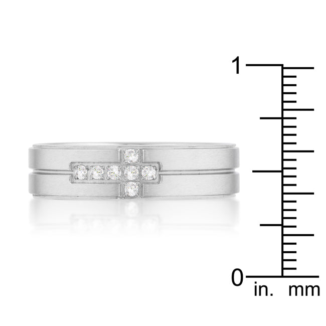 Band Ring With Cross Design