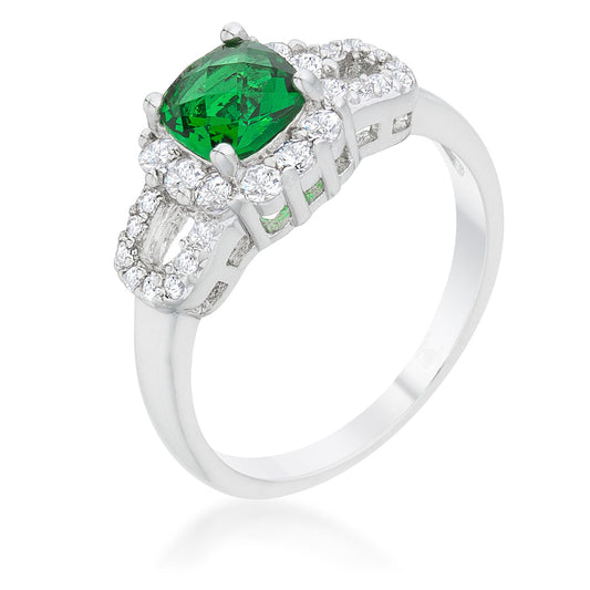 Liz Classic Ring | Emerald |Silver