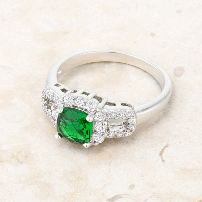 Liz Classic Ring | Emerald |Silver