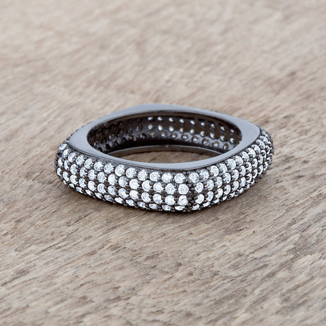 Jana Square Band Ring | Black