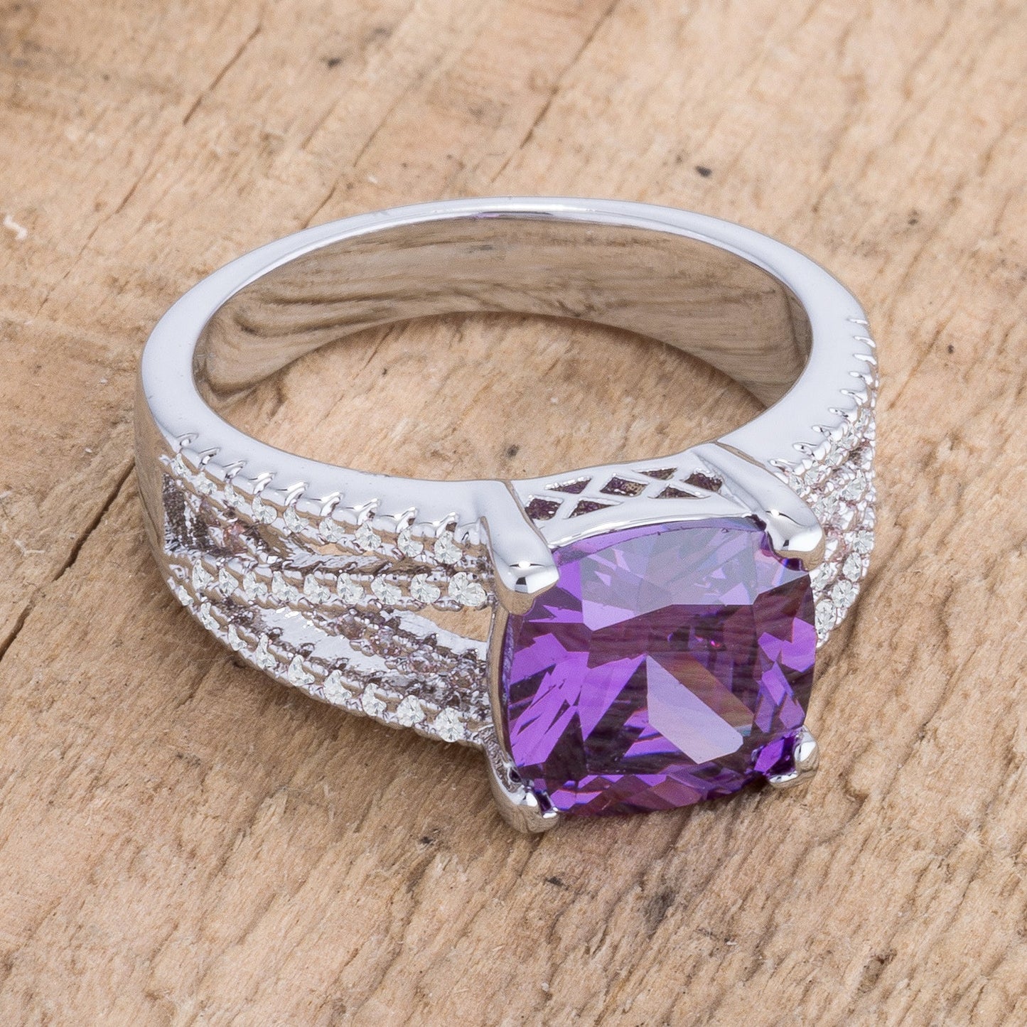 Kaylee 3Ct Criss-Cross Ring | Amethyst Purple | Silver