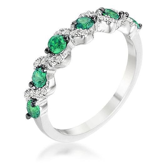 Dame Half Eternity Ring| Emerald