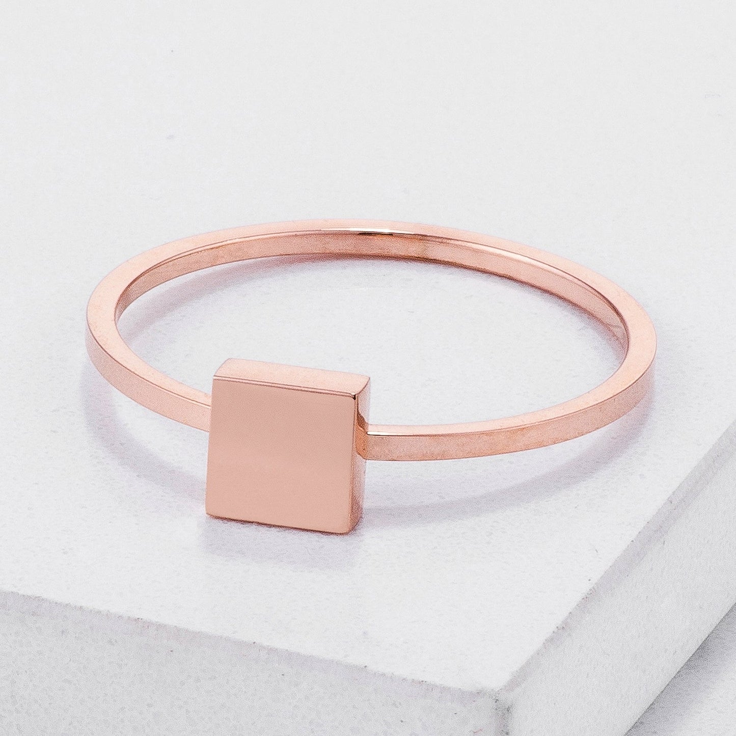 Isabelle Square Stackable Ring | Rose Gold