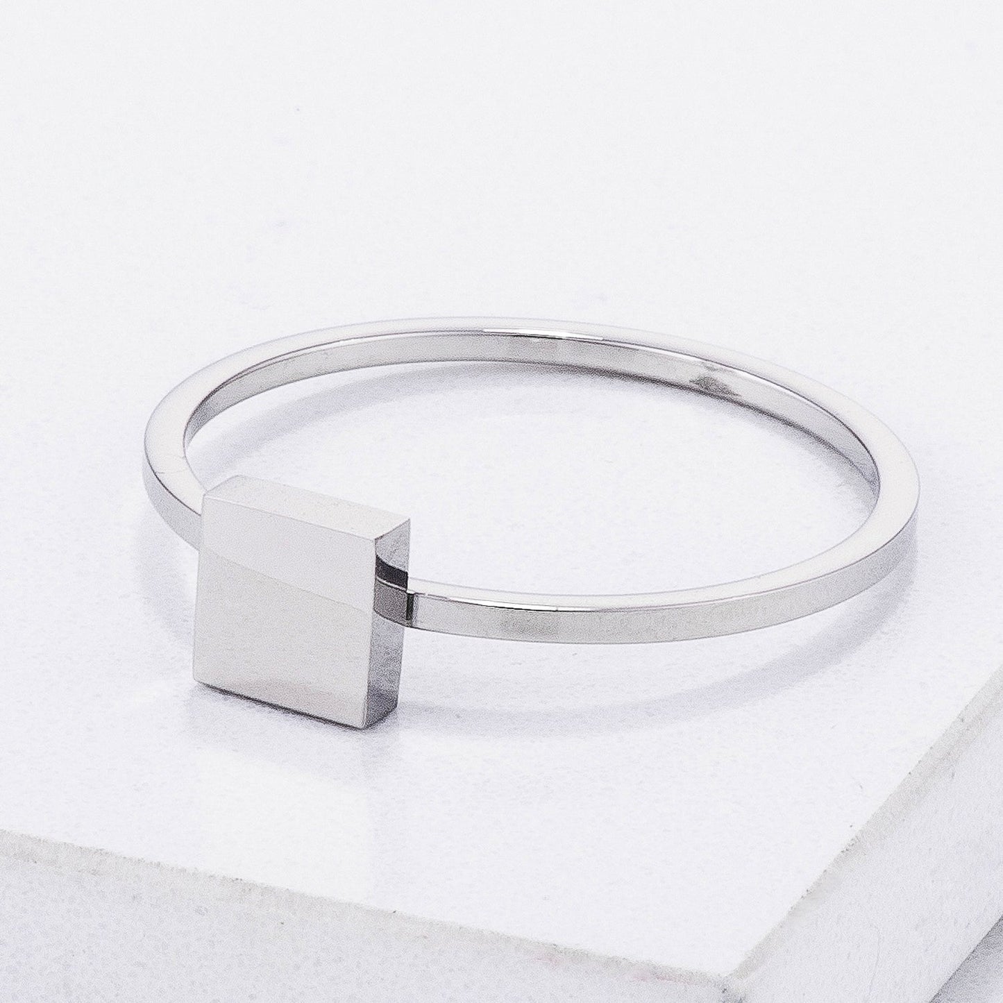 Isabelle Square Stackable Ring | Silver