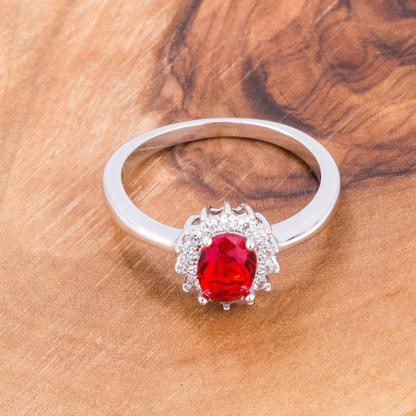 Marbel Oval Ring | Ruby | Silver