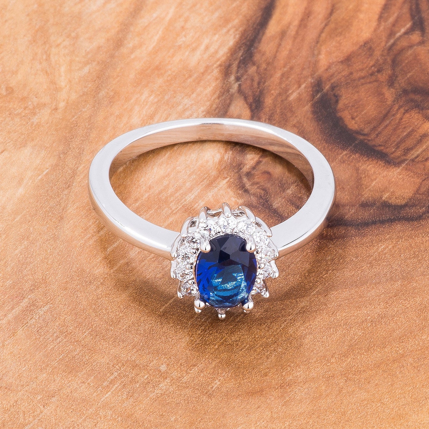 Marbel Oval Ring | Sapphire | Silver