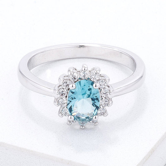 Marbel Oval Ring | Ice Blue | Silver