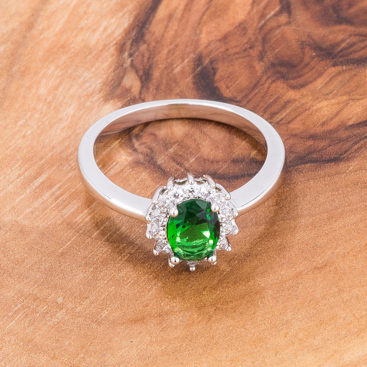 Marbel Oval Ring | Emerald | Silver