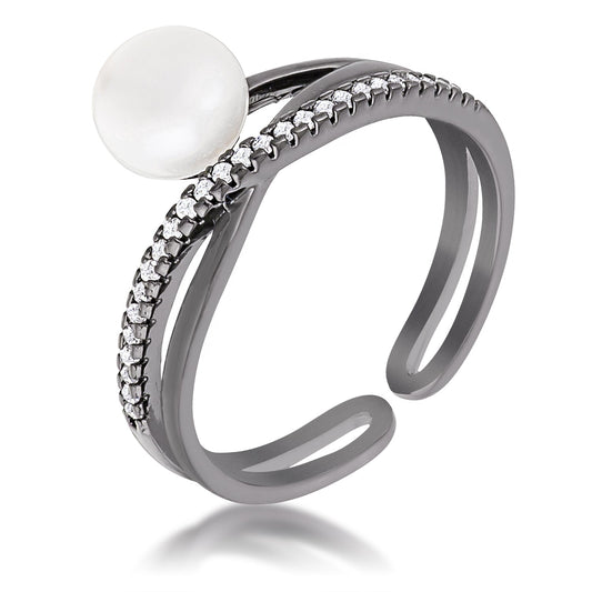 Perlas Half Pave Ring | Black