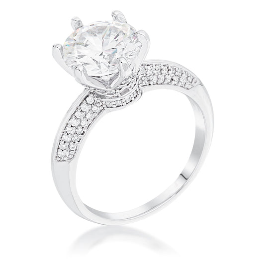 Round Solitaire Quad Ring | Silver