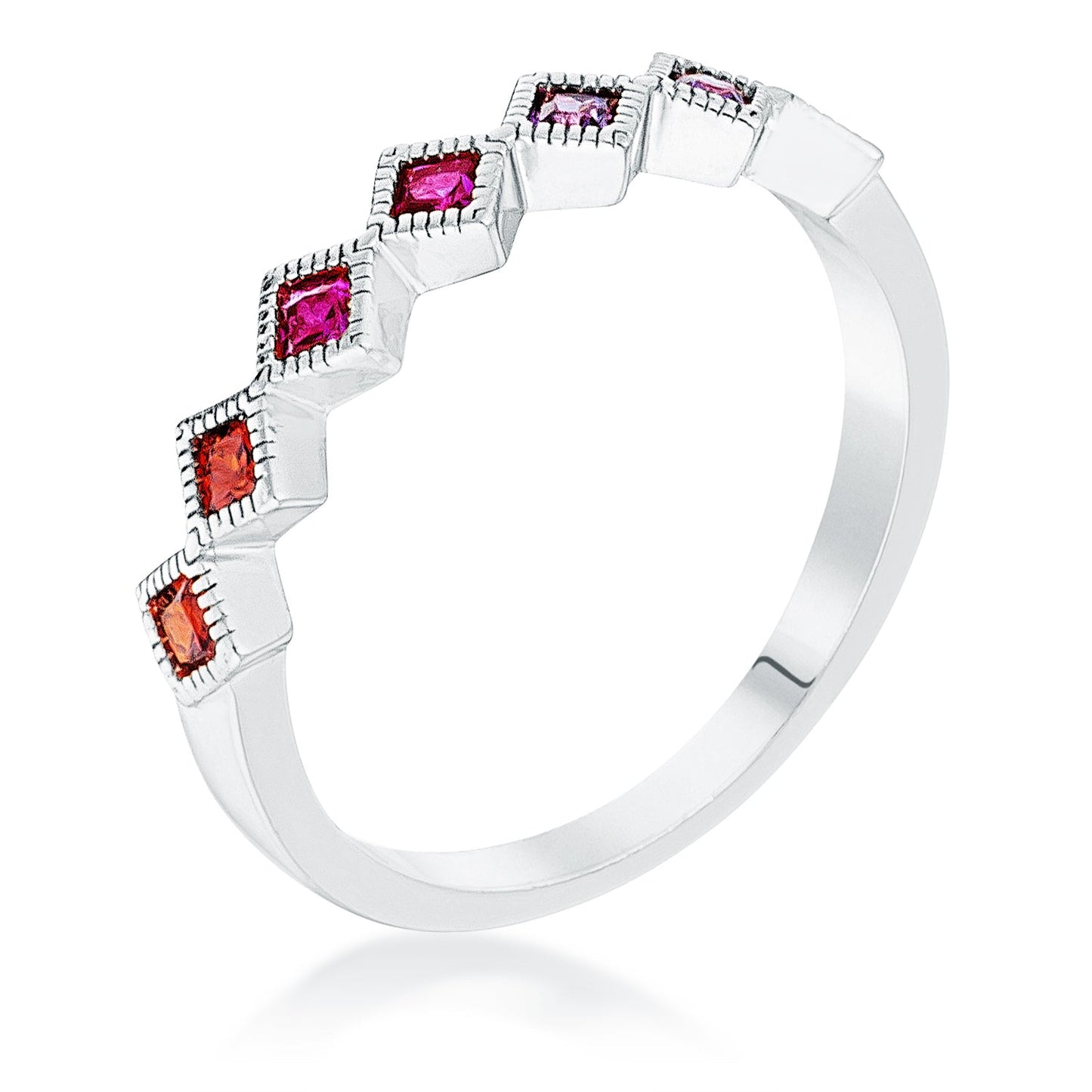 Princess Cut Half Eternity Band | Silver |Ruby