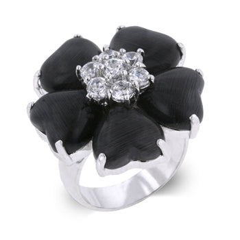 Black Heart Clover Ring