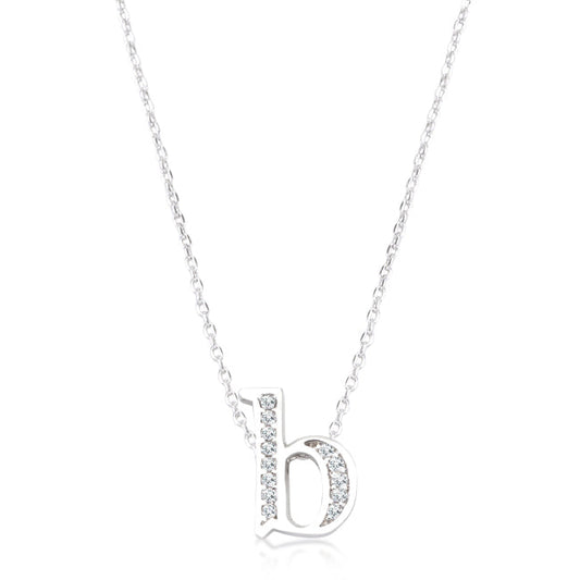 “b” Initial Crystal Necklace | Silver