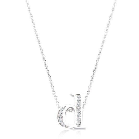 “d” Initial Crystal Necklace | Silver