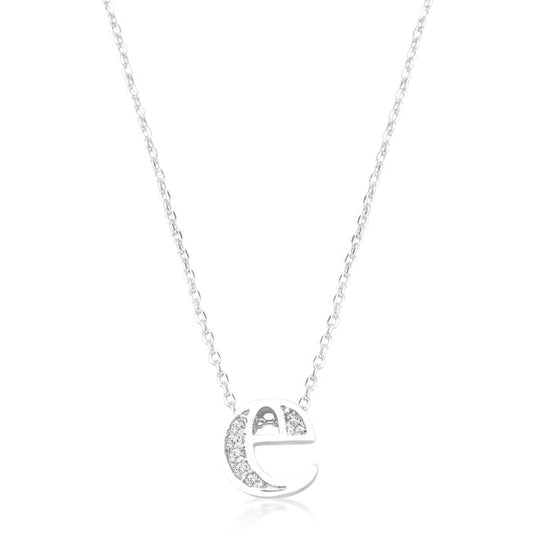 “e” Initial Crystal Necklace | Silver