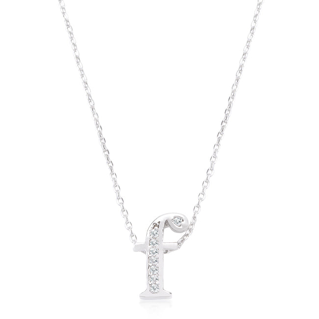 “f” Initial Crystal Necklace | Silver