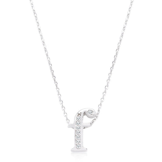 “f” Initial Crystal Necklace | Silver