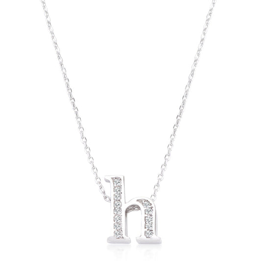 “h” Initial Crystal Necklace | Silver