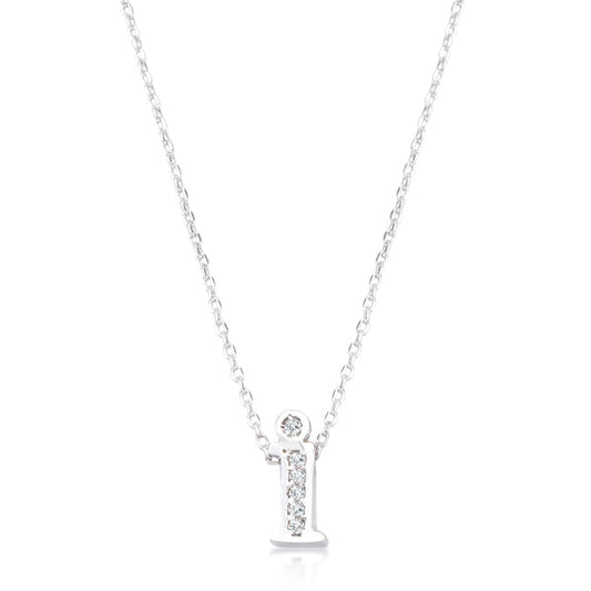 “i” Initial Crystal Necklace | Silver