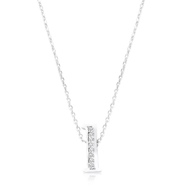 “l” Initial Crystal Necklace | Silver