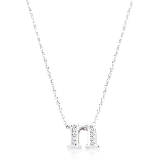 “n” Initial Crystal Necklace | Silver