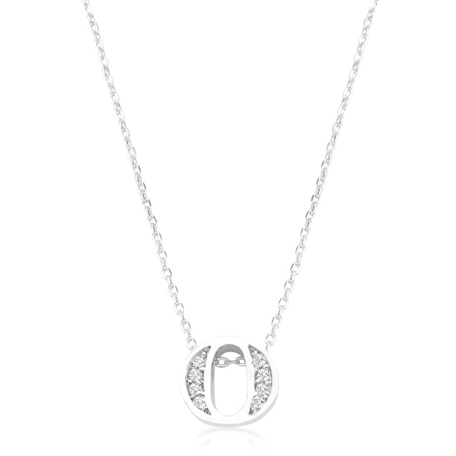 “o” Initial Crystal Necklace | Silver