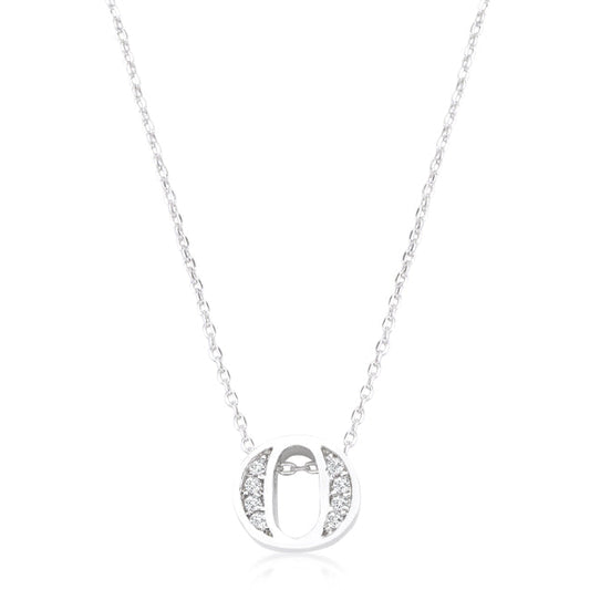 “o” Initial Crystal Necklace | Silver